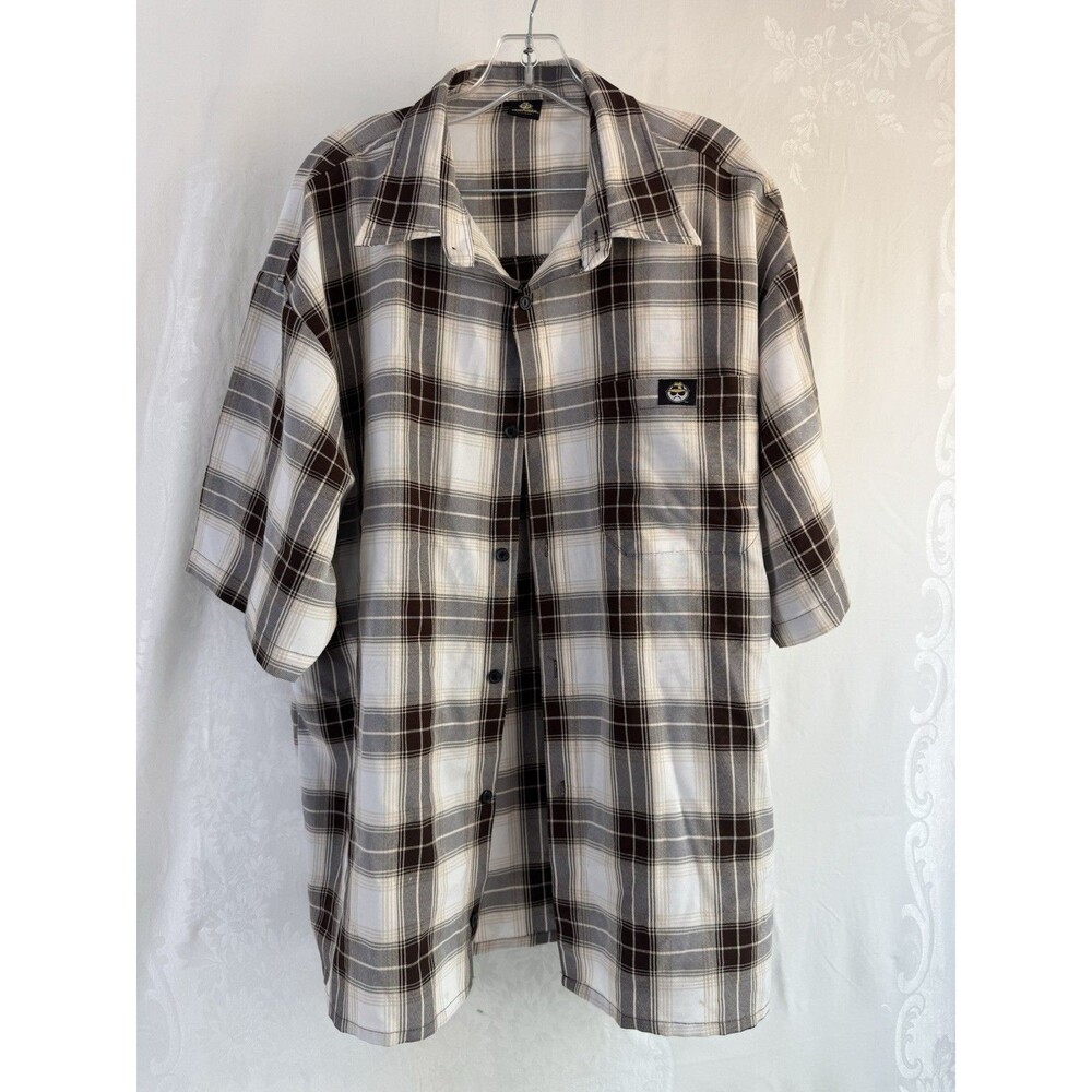 Lowrider Button Up Brown Plaid Casual Top XL